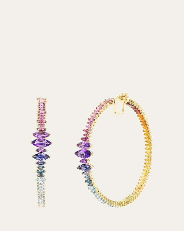 Arashi Hoop Earrings with Multicolor Stones
